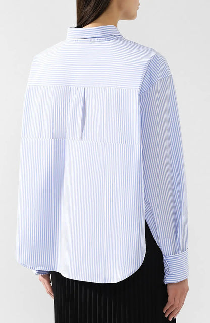 Vetements - SS19 Blue Stripes Oversized Cropped Shirt