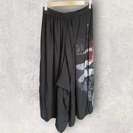 Yohji Yamamoto - Y’s Rayon Eiffel Tower Print Wide Leg Pants