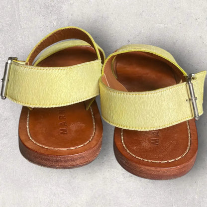 Marni - Yellow Calf Hair Straps Sandals