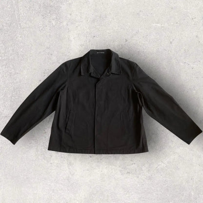 Yohji Yamamoto - Black Cotton Open Collar Boxy Fit Jacket