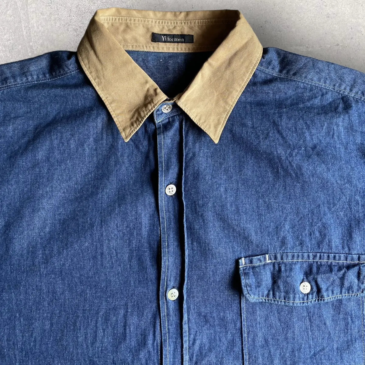 Yohji Yamamoto Y’s For Men contrast Collar and Cuff Oversized Shirt