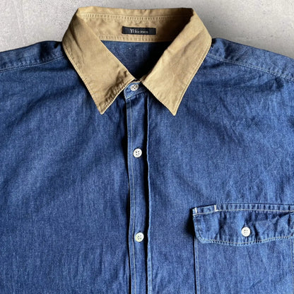 Yohji Yamamoto Y’s For Men contrast Collar and Cuff Oversized Shirt