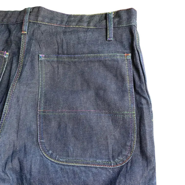 Comme des Garcons - CDG Shirts Line Rainbow Stitched Blue Raw Pants