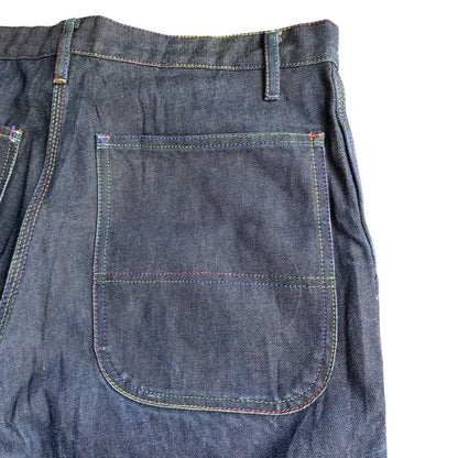 Comme des Garcons - CDG Shirts Line Rainbow Stitched Blue Raw Pants