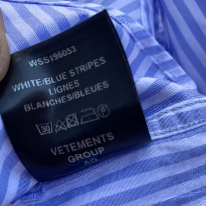 Vetements - SS19 Blue Stripes Oversized Cropped Shirt