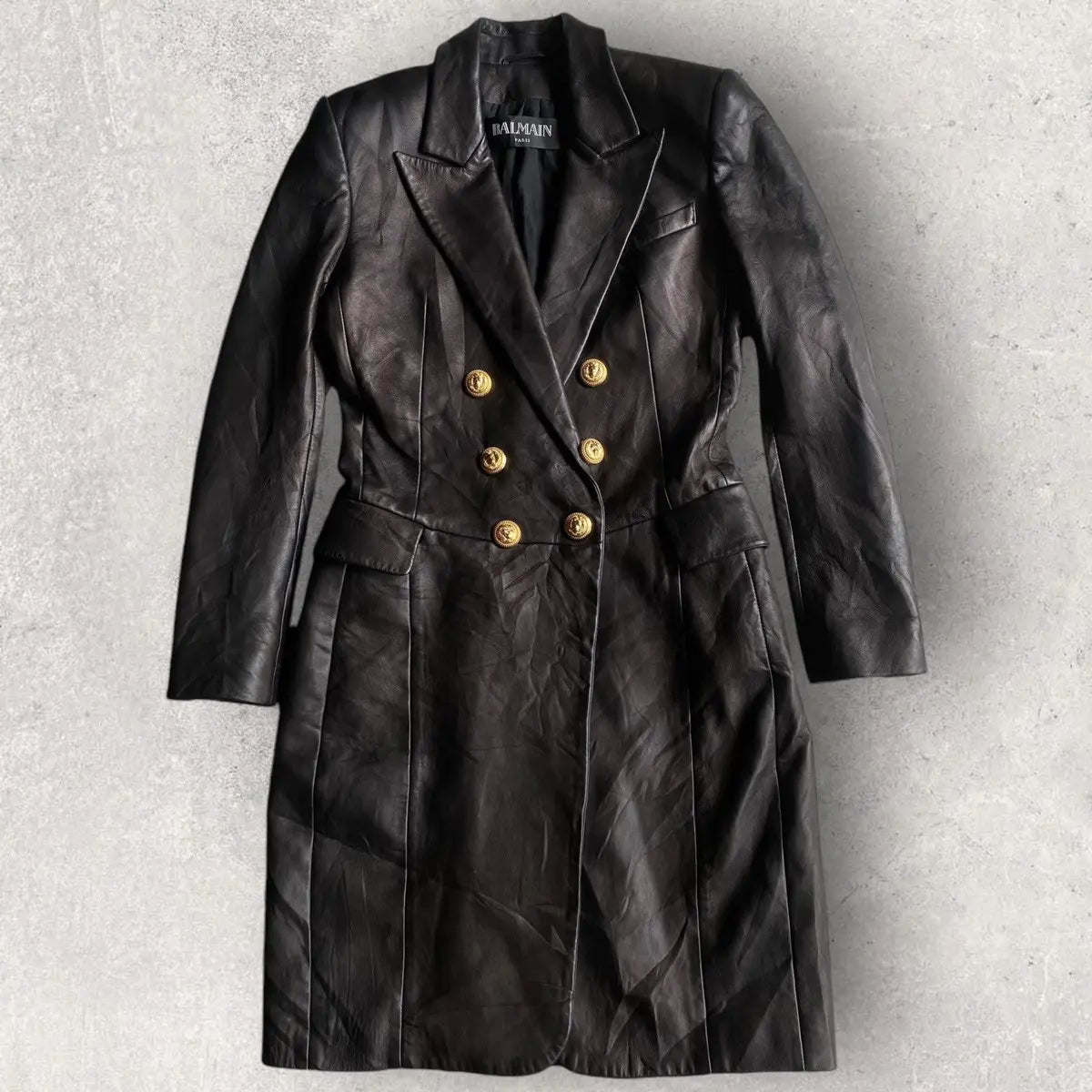 Balmain - Double Breasted Sheep Leather Coat