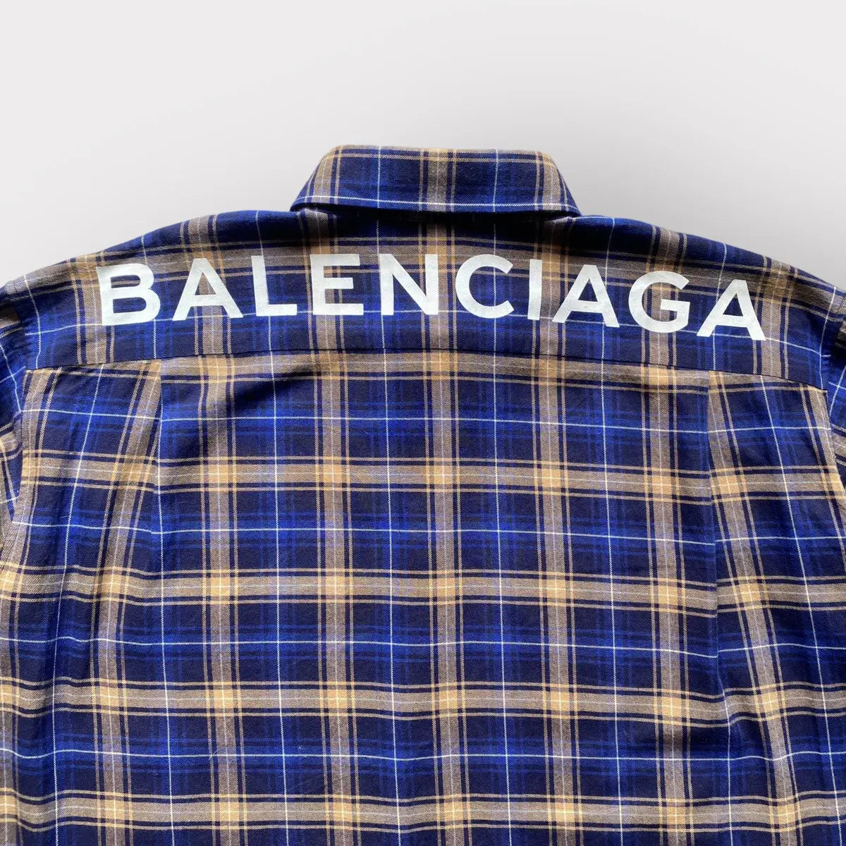 Balenciaga - Logo Blue Plaid Oversize Shirt