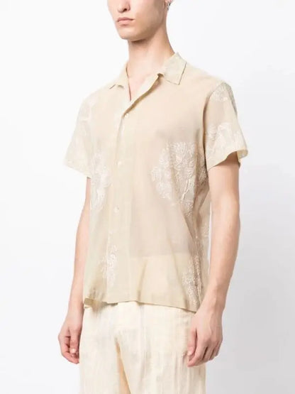 Bode - Moth Veil embroidered Mesh shirt