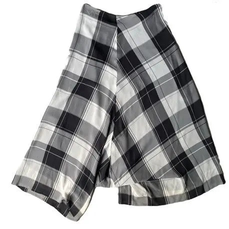 Yohji Yamamoto - Noir Silk Asymmetric Wide Leg Cropped Pants