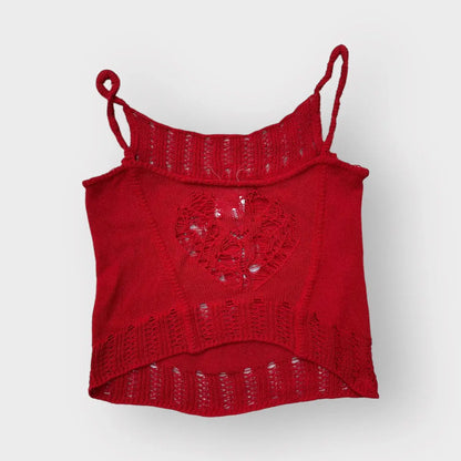 John Galliano - Vintage SS00 Knit Distressed Heart Stretch Blouse