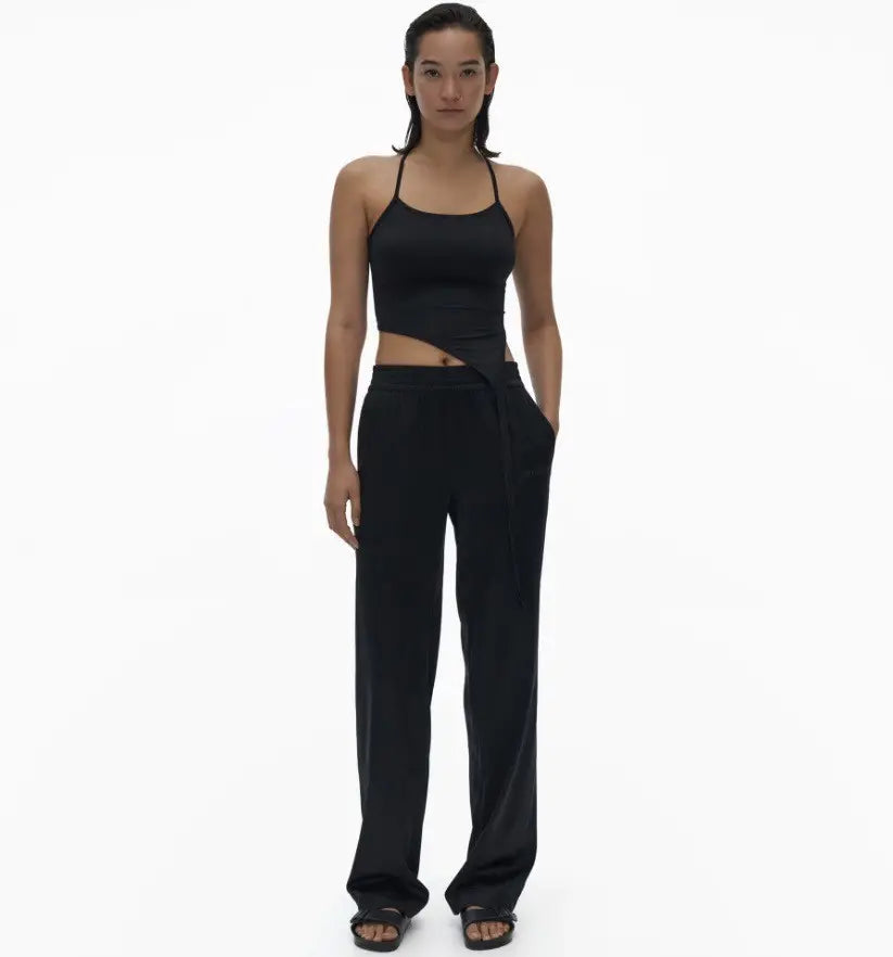 Helmut Lang - Wide Leg Silk Pant with an elastic waistband