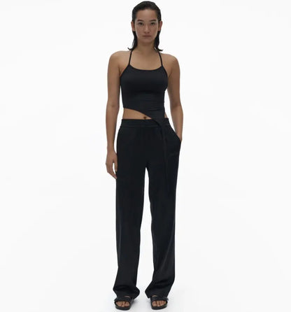 Helmut Lang - Wide Leg Silk Pant with an elastic waistband