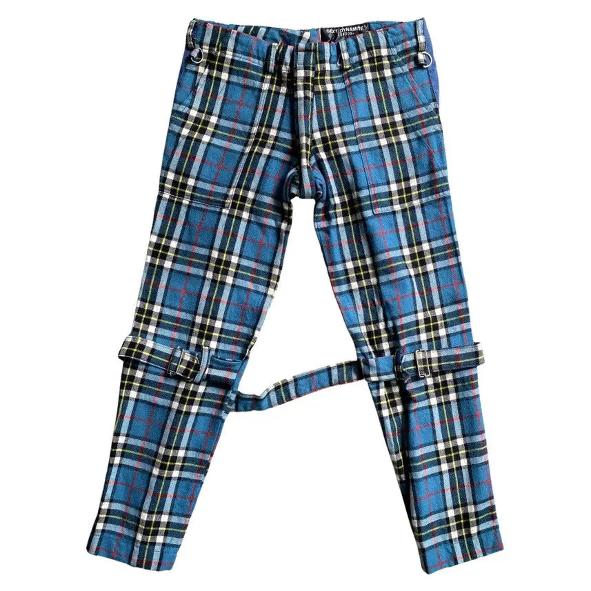 Sexy Dynamite London - Blue Tartan Bondage Trousers