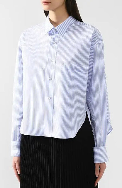 Vetements - SS19 Blue Stripes Oversized Cropped Shirt