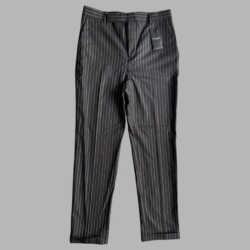 Saint Laurent Paris - SLP Black Gold Stripe Wool Trousers