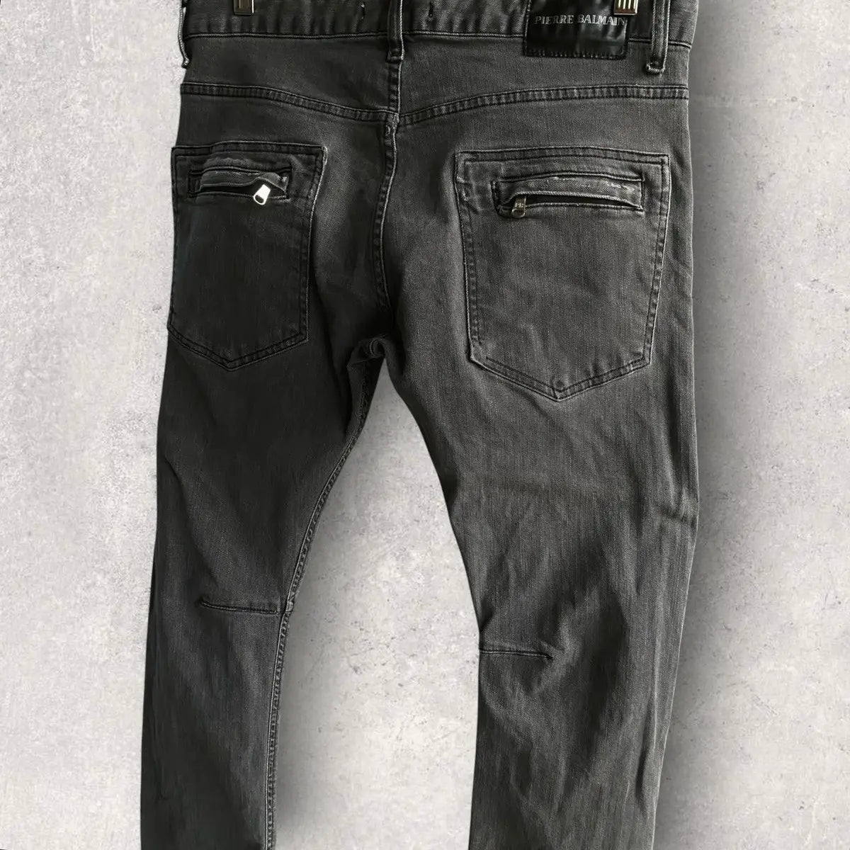 Balmain - Biker Dart Knees Dark Grey Jeans