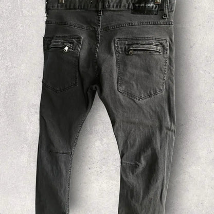 Balmain - Biker Dart Knees Dark Grey Jeans