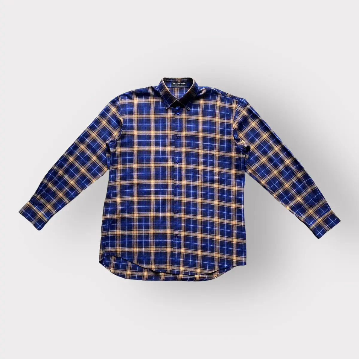 Balenciaga - Logo Blue Plaid Oversize Shirt