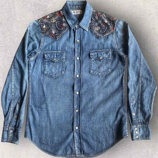 Saint Laurent Paris - SS15 Paisley Denim Western Shirt
