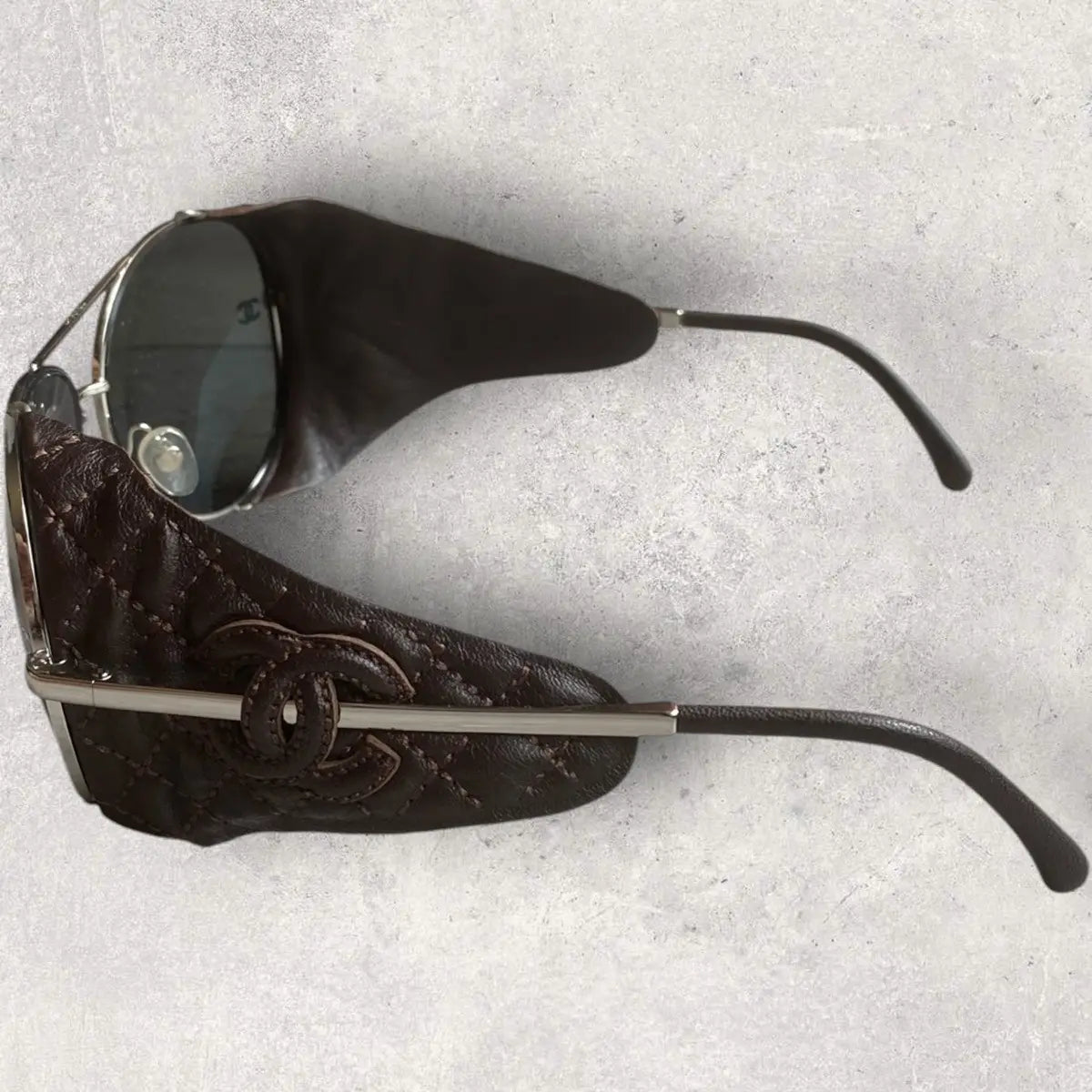 Chanel - Aviator Leather Side Shield Sunglasses