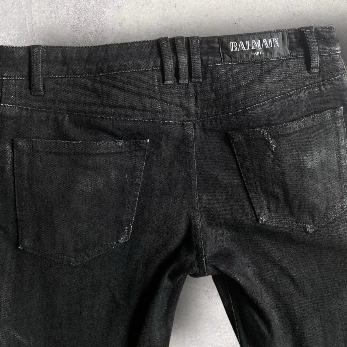 Balmain - Black Wax Biker Denim
