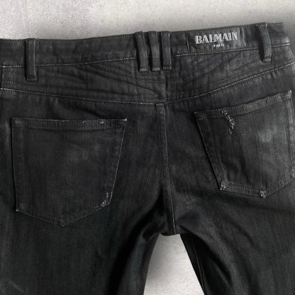 Balmain - Black Wax Biker Denim