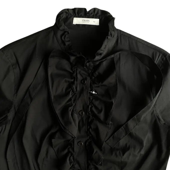 Prada - Black Ruffle Stretch Shirt