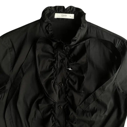 Prada - Black Ruffle Stretch Shirt