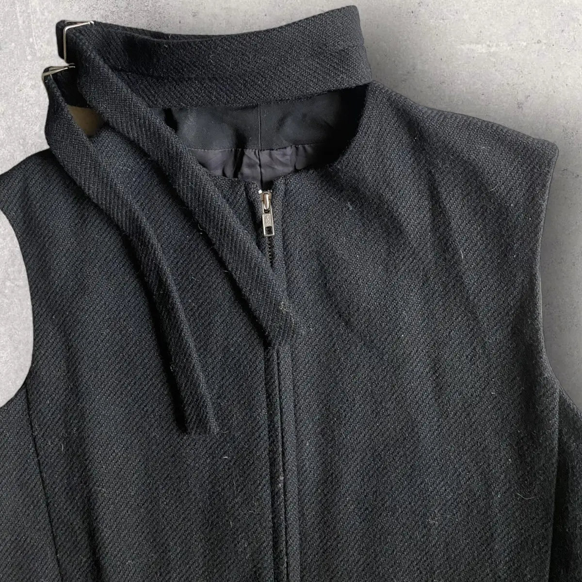 Yohji Yamamoto - Yohji Noir Double Strap Collar Black Wool Vest