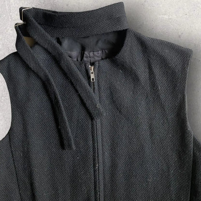 Yohji Yamamoto - Yohji Noir Double Strap Collar Black Wool Vest