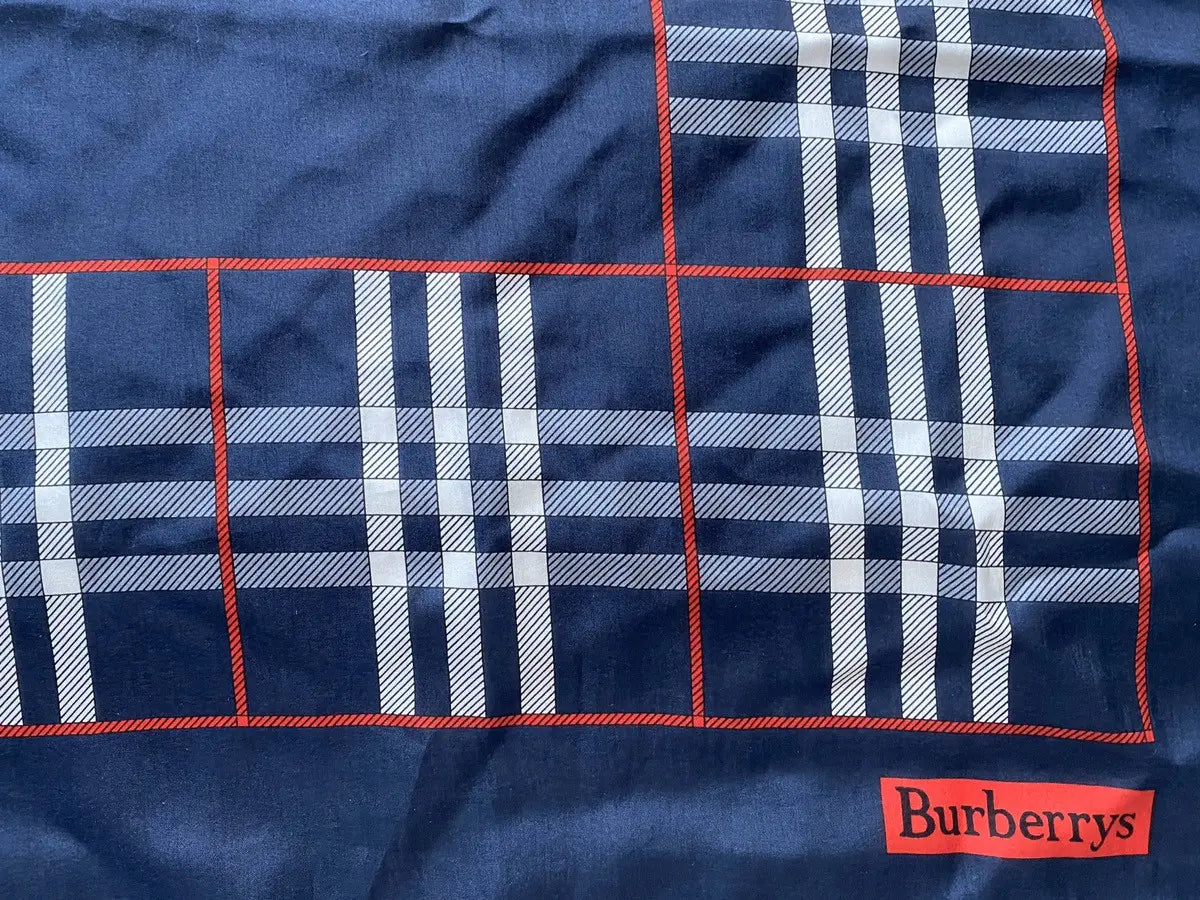 Burberry - Vintage Navy Silk Check Nova Big Scarf