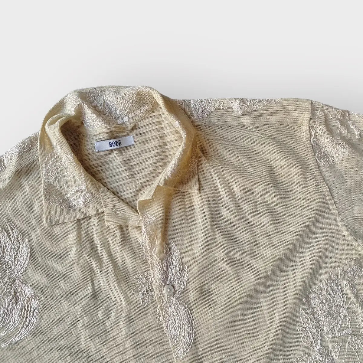 Bode - Moth Veil embroidered Mesh shirt
