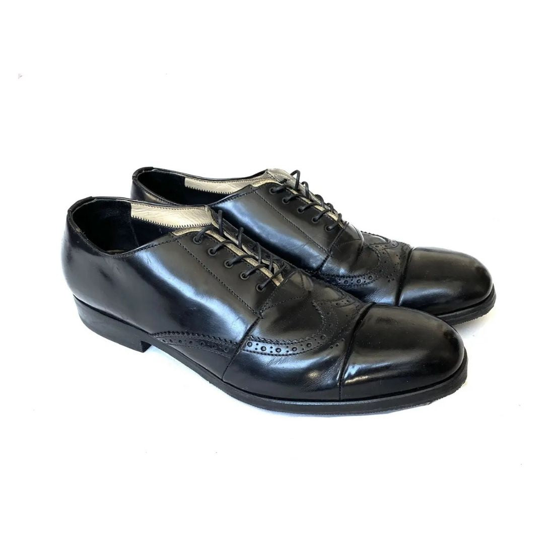 Prada - Deconstructed Leather Brogue Shoes Toe Cap