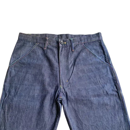 Comme des Garcons - CDG Shirts Line Rainbow Stitched Blue Raw Pants