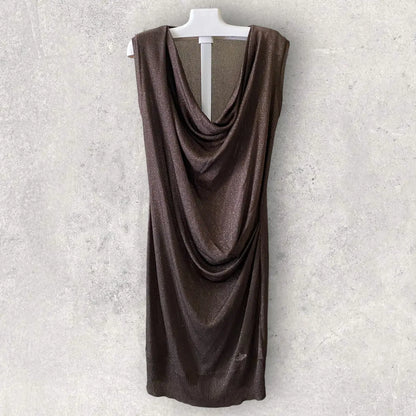 Vivienne Westwood - Fall 2011 Brown Glitter Cowl Neck Dress