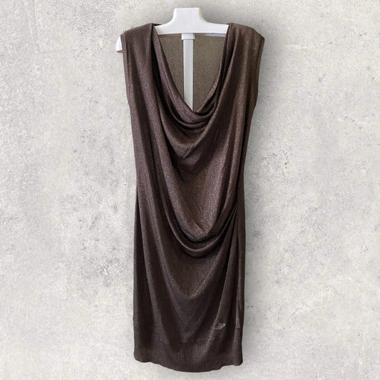 Vivienne Westwood - Fall 2011 Brown Glitter Cowl Neck Dress