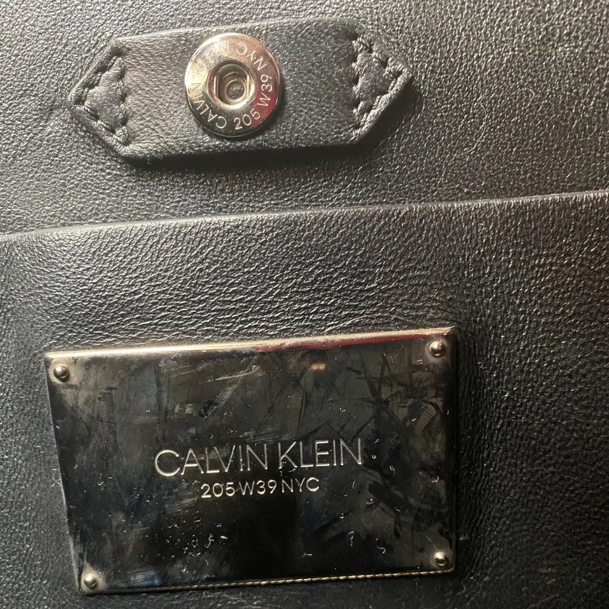 Calvin Klein 205W39NYC - Luxe Calf Leather Stripe Link Bucket Bag