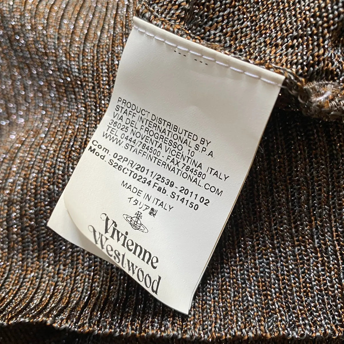 Vivienne Westwood - Fall 2011 Brown Glitter Cowl Neck Dress