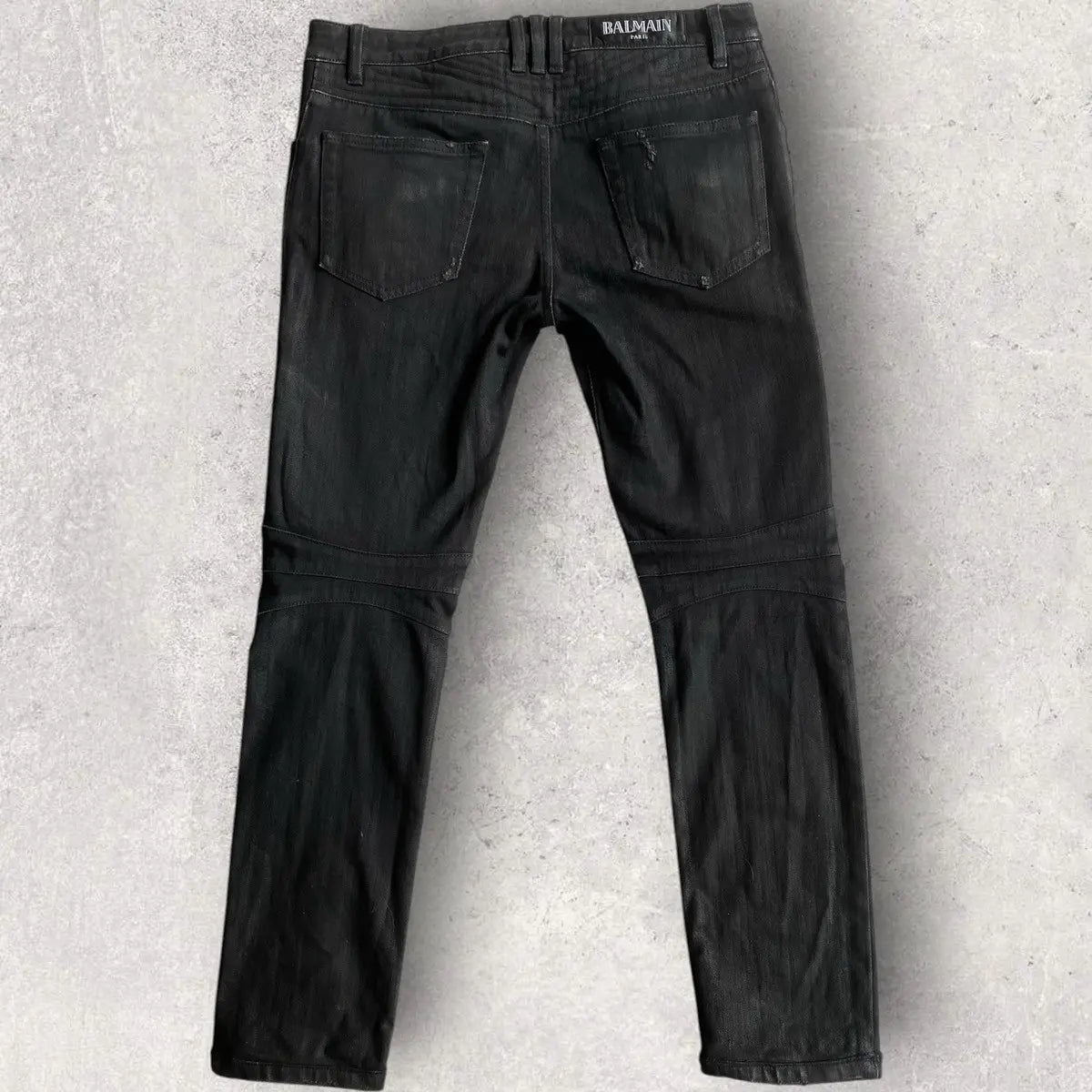 Balmain - Black Wax Biker Denim