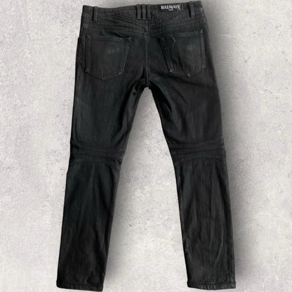 Balmain - Black Wax Biker Denim