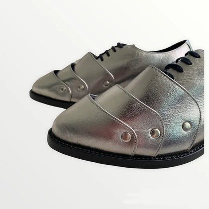 Comme des Garcons Homme Plus : Fall 16 Runway Silver Armor Shoes
