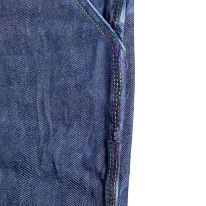 Comme des Garcons - CDG Shirts Line Rainbow Stitched Blue Raw Pants