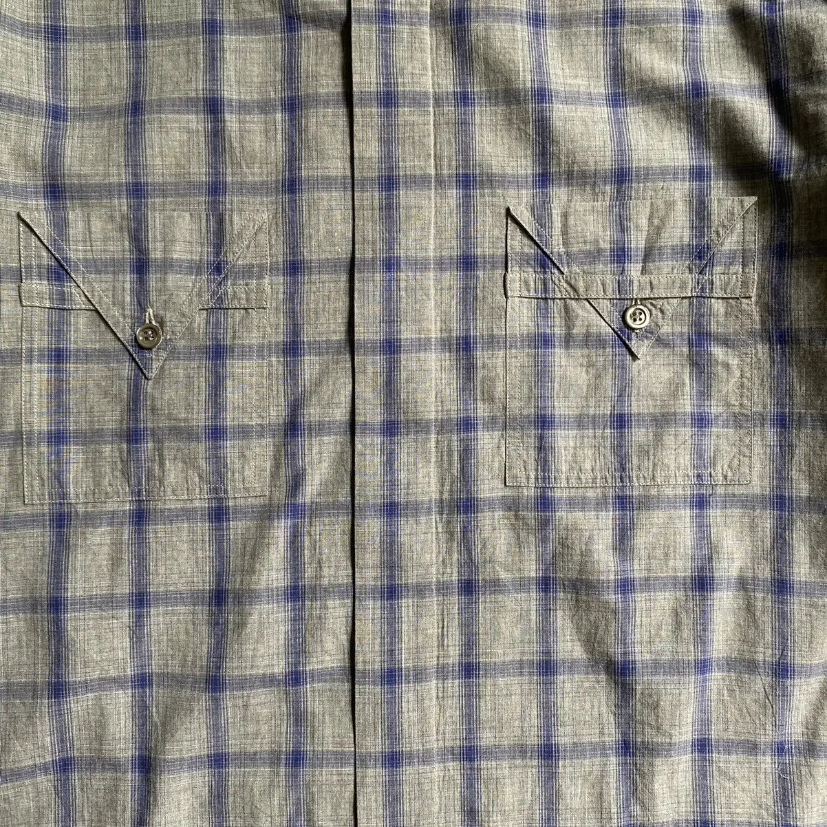 Dior - Fall09 Blue/Grey Plaid Pointed Flap Pockets Shirt