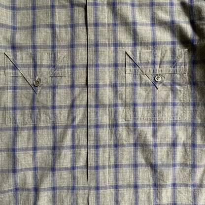 Dior - Fall09 Blue/Grey Plaid Pointed Flap Pockets Shirt