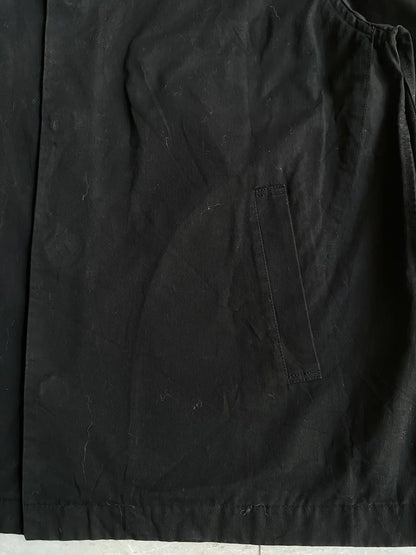 Yohji Yamamoto - Black Cotton Open Collar Boxy Fit Jacket