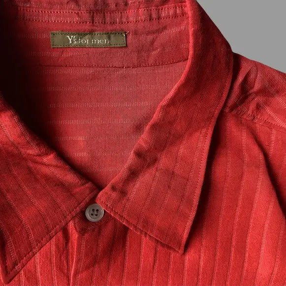 Yohji Yamamoto - Y’s For Men Red Stripe Rayon Double Pocket Oversize Shirt