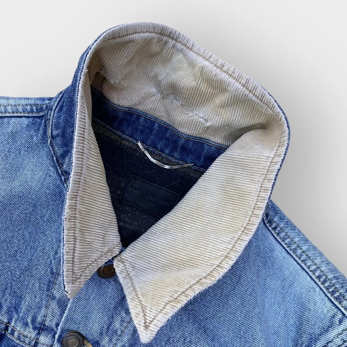 Saint Laurent Paris - SLP Corduroy Collar Denim Jacket