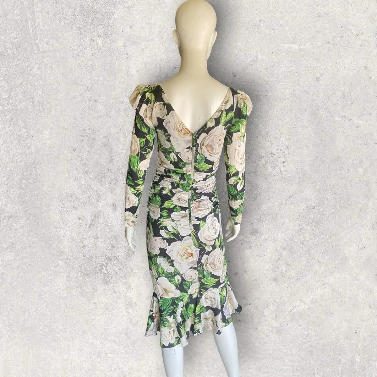 Dolce & Gabbana - Fall19 Floral Print Sweat heart Neck Dress
