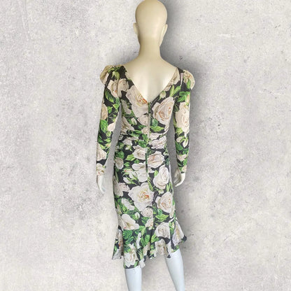 Dolce & Gabbana - Fall19 Floral Print Sweat heart Neck Dress