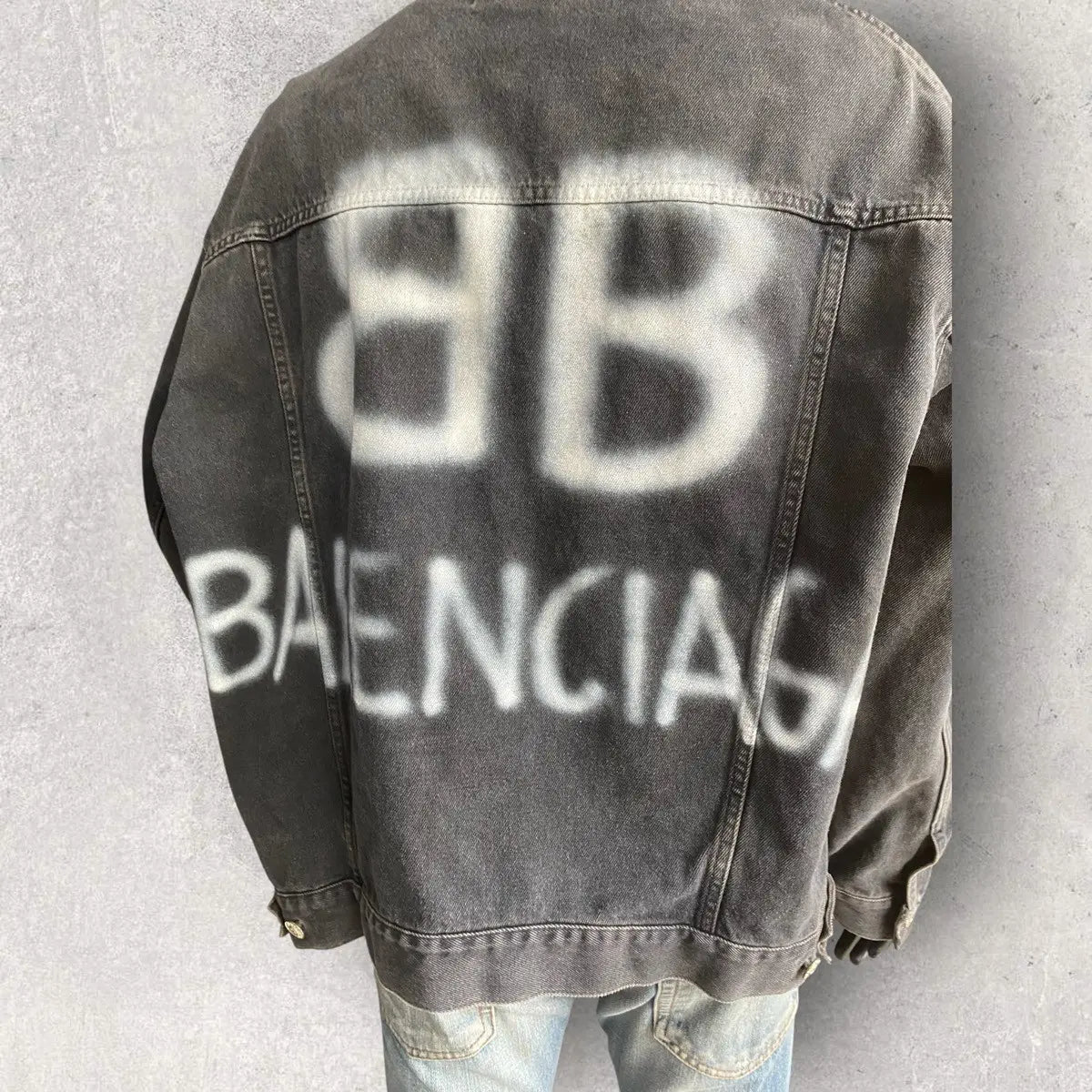 Balenciaga - Logo Spray Oversize Trucker Denim Jacket